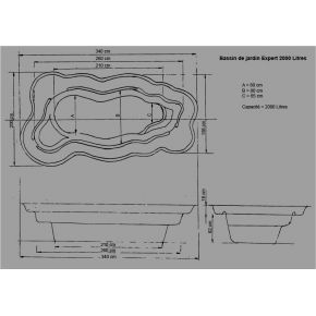 Bassin de jardin Préformé Expert 2000L schema