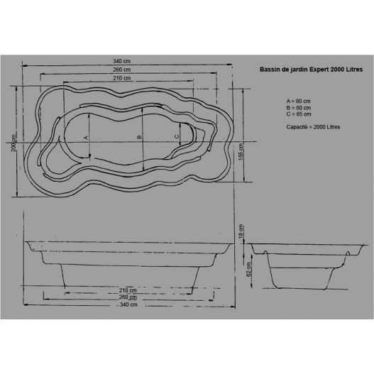 Bassin de jardin Préformé Expert 2000L schema