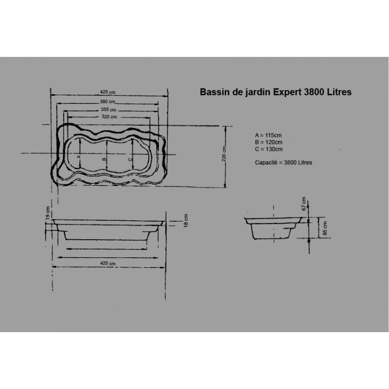 Bassin de jardin Préformé Expert 3800L