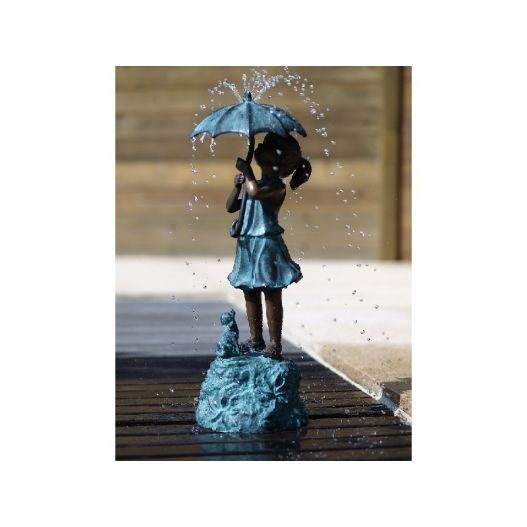 Statue Bronze fille parapluie