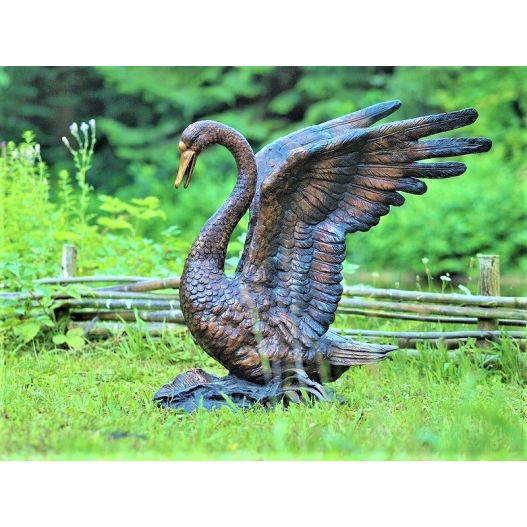 Statue Bronze Cygne Fontaine