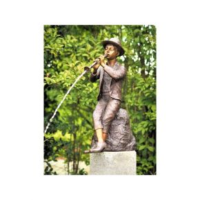 Statue Bronze enfant flûte