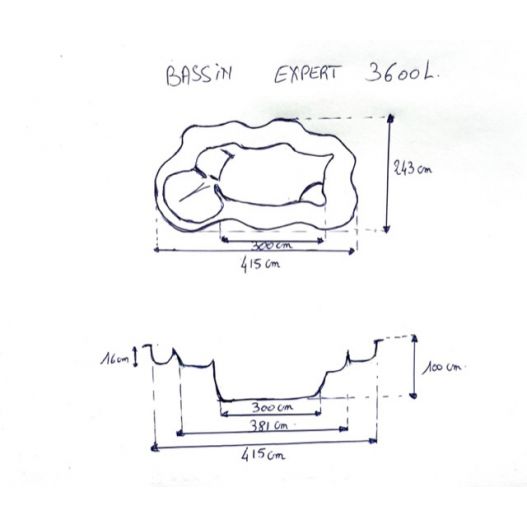 Bassin de jardin Préformé Expert 3600L Granité