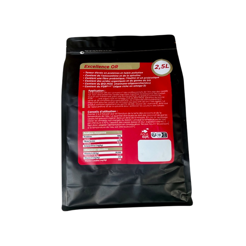 Nourriture poisson Carpe Koi Excellence OR Boost 2,5L Aqua Excel