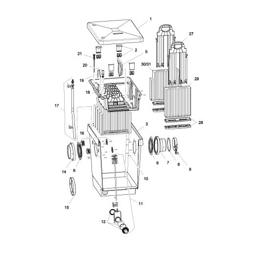 Schema ProfiClear M 3 mousses filtrantes Oase