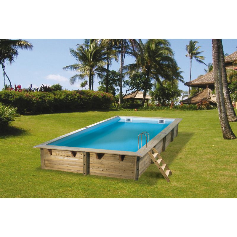 Piscine bois rectangulaire 3,50 x 6,50 m – H. 1,26 m – Azura - Ubbink